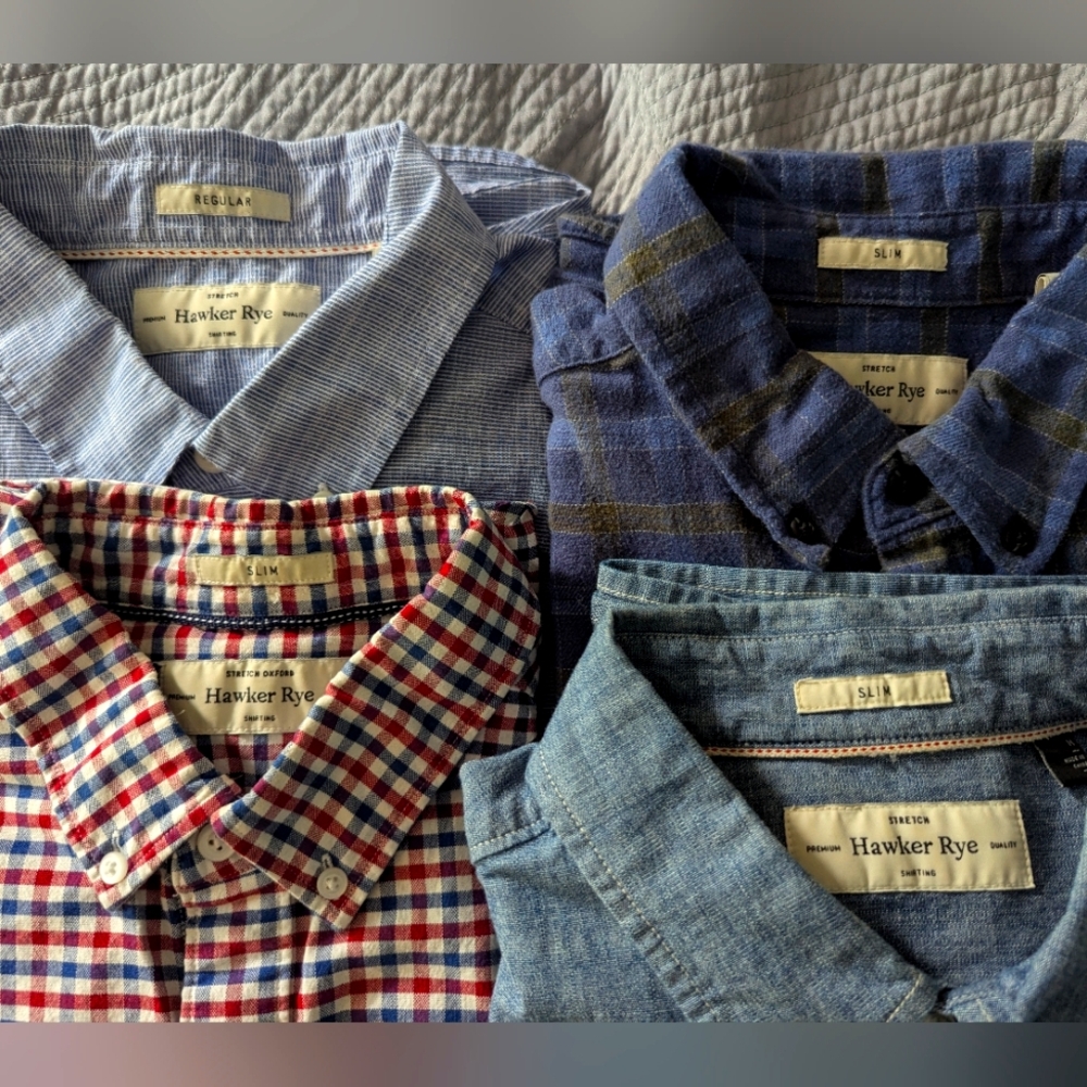 Lot Of 4 Hawker Rye Slim And Regular Shirts